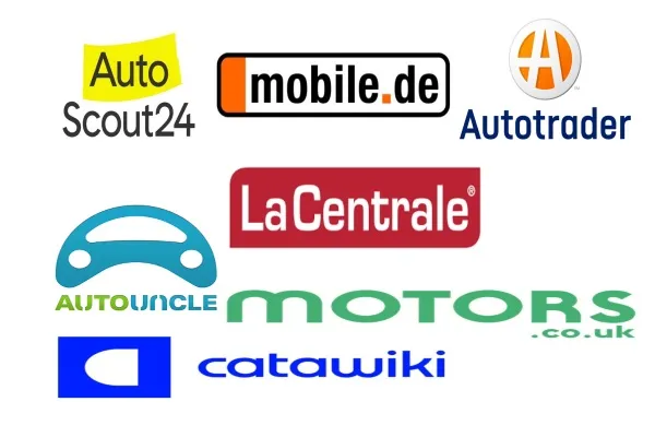 Логота на най-добрите платформи за обяви за автомобили в Европа